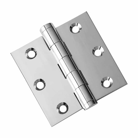 3 X 3 Solid Brass Hinge, Polished Chrome US26 Finish With Flat Tips